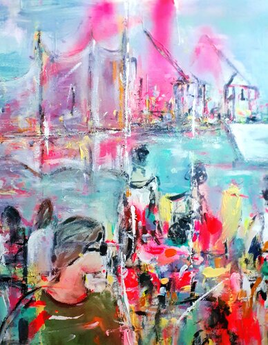Hafencafe di Nele Hartmann, Pittura in vendita su Singulart