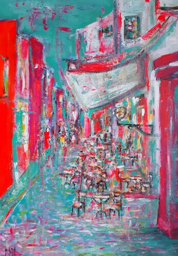 Sommercafe di Nele Hartmann, Pittura in vendita su Singulart