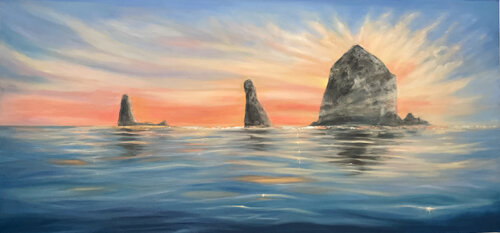 Reflections at Haystack Rock 3 von Camille Schectman, Malerei kaufen auf Singulart