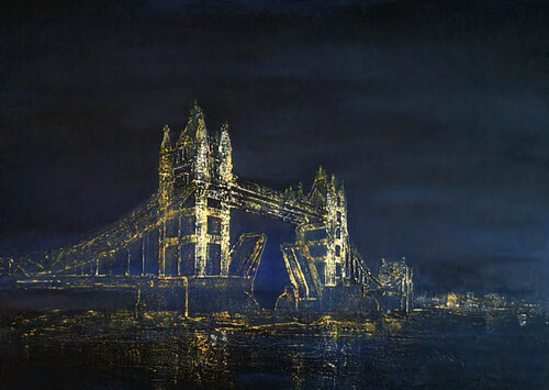London, Tower Bridge bei Nacht by Chris Royce, Painting for Sale on Singulart