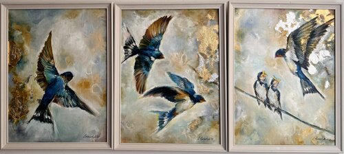 Trilogia del volo (trittico in tre tele) par Liudmyla Horbachyk, Peinture en vente sur Singulart