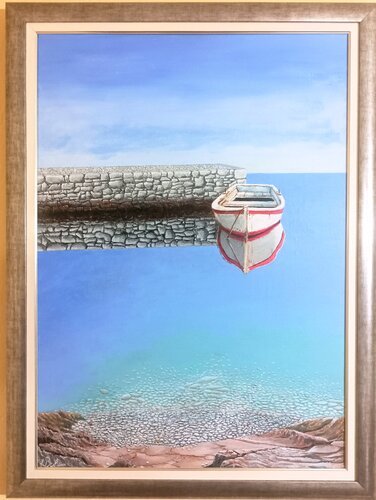 Boat on the quiet sea von Neno Bulum, Malerei kaufen auf Singulart