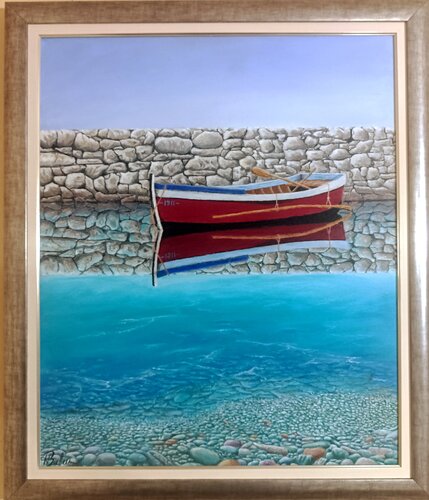 A Boat Between Sky and Water von Neno Bulum, Malerei kaufen auf Singulart