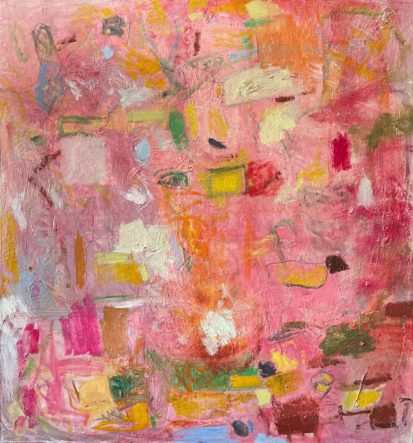 Pink Mountain with Houses Laura Taylor