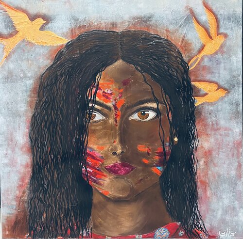 Holi Girl di Simone Berrer-Haydvogl, Pittura in vendita su Singulart