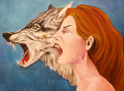 Con l'anima del lupo by Monica Vecchione, 회화 for Sale on Singulart