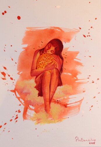 Embracing van Stephany Placencio, Werk op papier te koop op Singulart