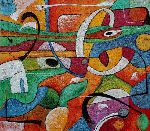 AK 106 le jardin des délices van Léon Akwadal, Schilderij te koop op Singulart