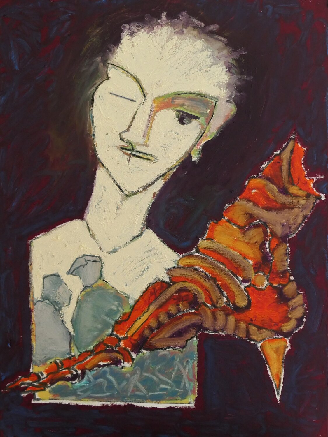 Der rote Schuh Josef Weidner Origineel schilderij te koop