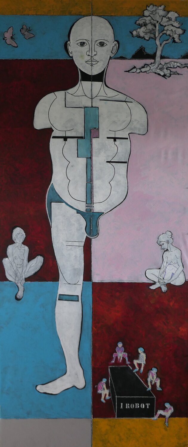 I ROBOT Josef Weidner Origineel schilderij te koop