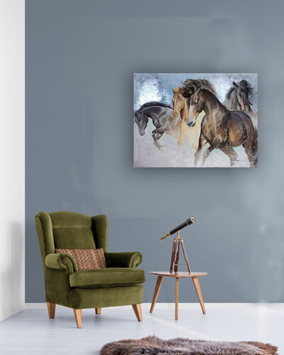 CAVALLI NELL' ACQUA by Oria Strobino, Painting for Sale on Singulart