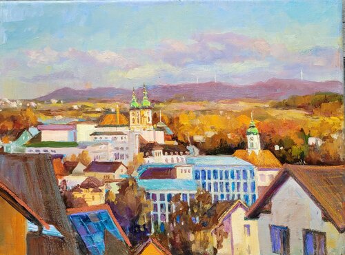 Aussieht durch das Fenster par Yuliia Panzlik, Peinture en vente sur Singulart