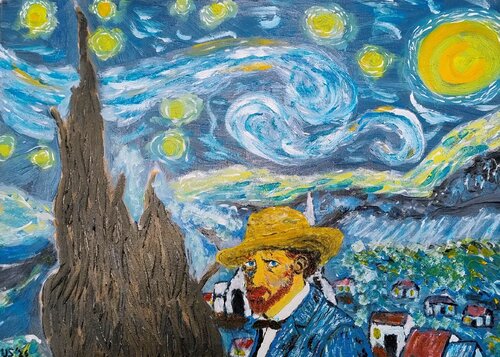 Hommage an die Sternennacht par Uwe Stark, Peinture en vente sur Singulart