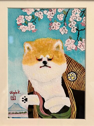 Kabuki Akita dog - Sakura de Chiyoko Kana, Pintura a la venta en Singulart
