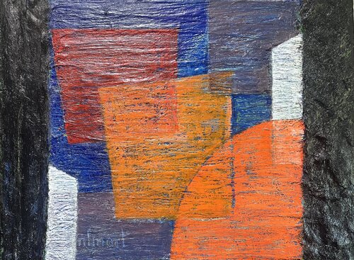 NFinArt Abstraction Quadrangles et un fragment de disque en superposition von HELENE DAVID-DUBRANA, Malerei kaufen auf Singulart