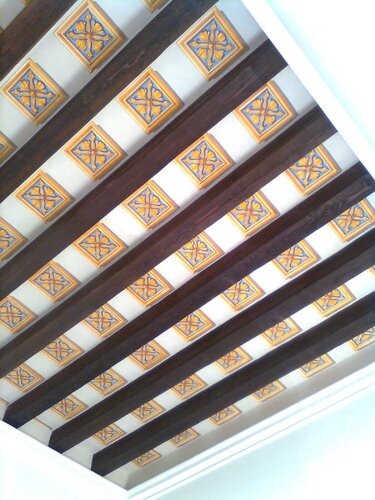 Hand-painted between the beams in a palazzo in Malta par Damian Ebejer, Peinture en vente sur Singulart