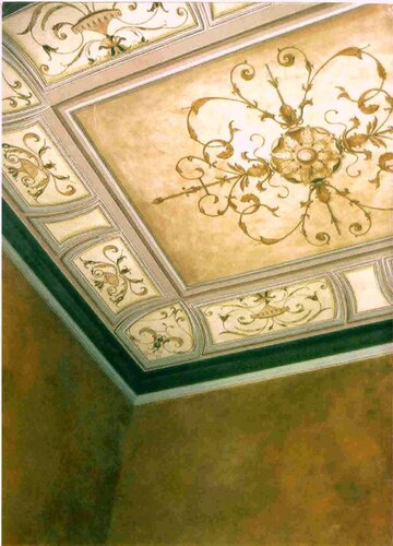 Hand-painted ceiling in Mdina palazzo, Malta par Damian Ebejer, Peinture en vente sur Singulart