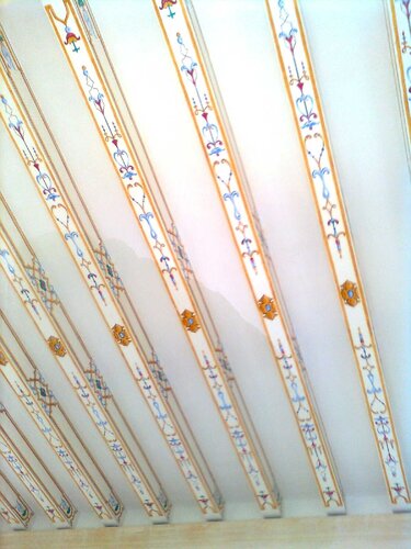 Hand-painted ceiling beans (13 in all) in a palazzo, Malta par Damian Ebejer, Peinture en vente sur Singulart