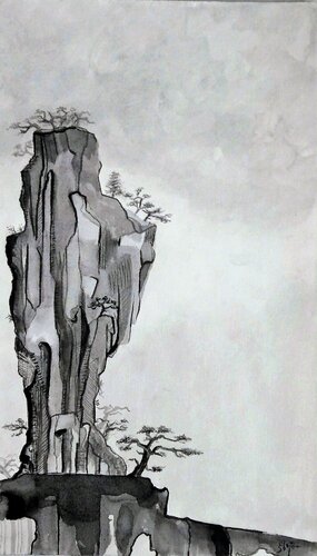 Strange hill in China van Damian Ebejer, Werk op papier te koop op Singulart