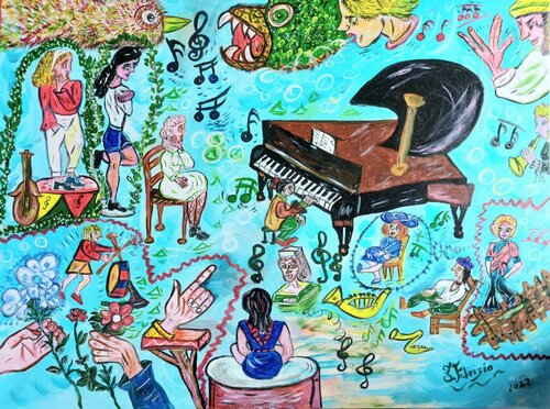SPIRITELLI DELLA MUSICA par Franca Fabrizio, Peinture en vente sur Singulart
