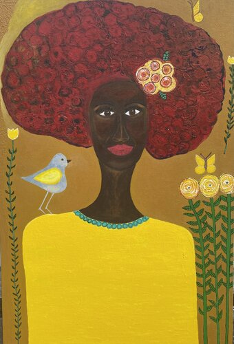 She Finds Peace In The Garden van Betty Refour, Schilderij te koop op Singulart