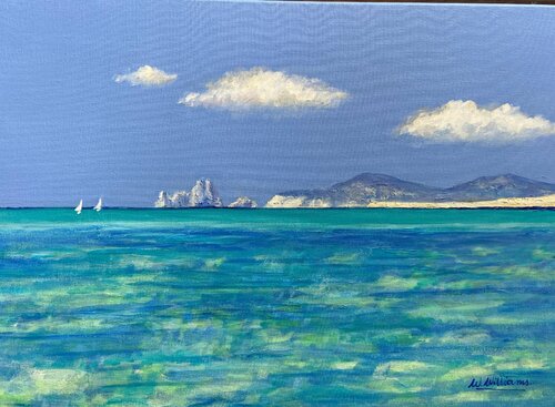 Es Vedra, Ibiza from Formentera van Wendy Williams, Schilderij te koop op Singulart