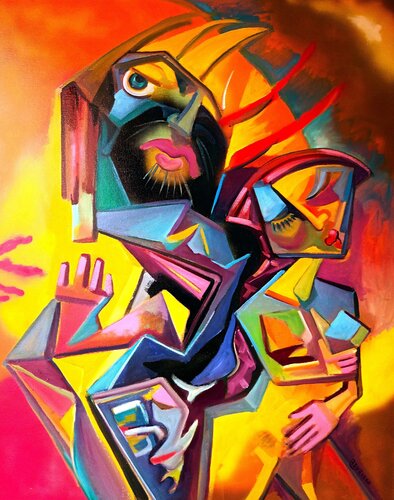 bella e la bestia van mario alberto agugiaro, Schilderij te koop op Singulart
