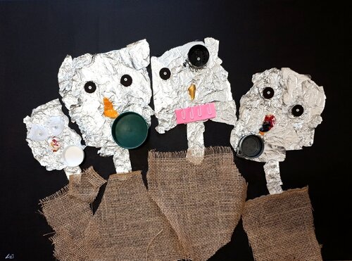 Spectacle des quatre épouvantails von Lioorems, Skulptur kaufen auf Singulart