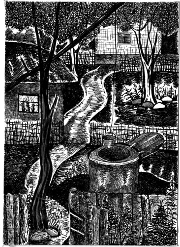 A well by the road par andre credo, Dessin en vente sur Singulart
