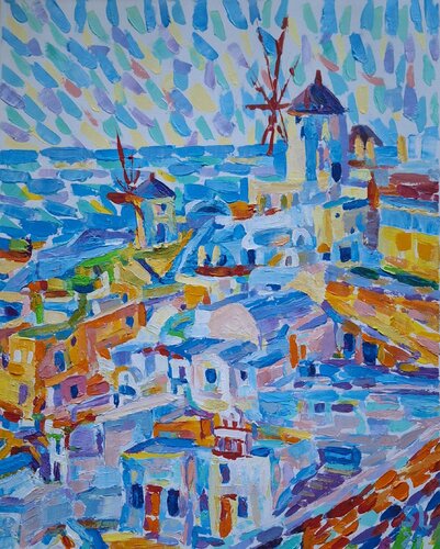 Santorini-Greece di stoyan Lechtevski, Pittura in vendita su Singulart
