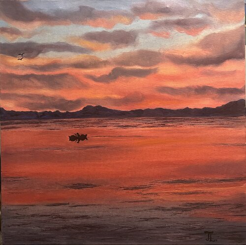 Couché de soleil à Djerba by Teya, Painting for Sale on Singulart