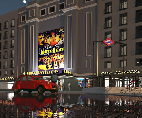 ESCENA URBANA CON CINE Juan Aguirre