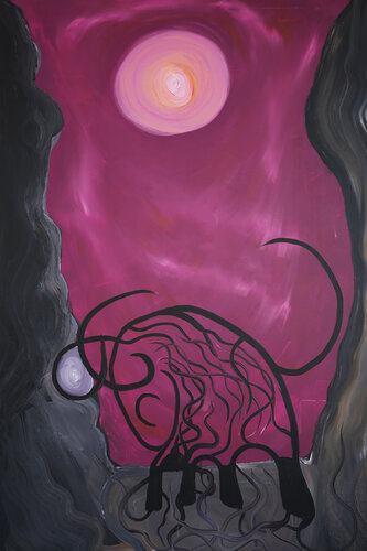 Bull at Dusk. van Mohammad Alkhoory, Schilderij te koop op Singulart