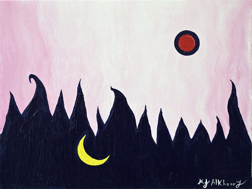 Yellow Moon van Mohammad Alkhoory, Schilderij te koop op Singulart