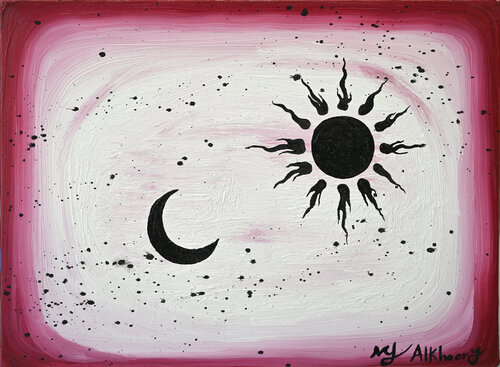 Sun and Moon 1 van Mohammad Alkhoory, Schilderij te koop op Singulart
