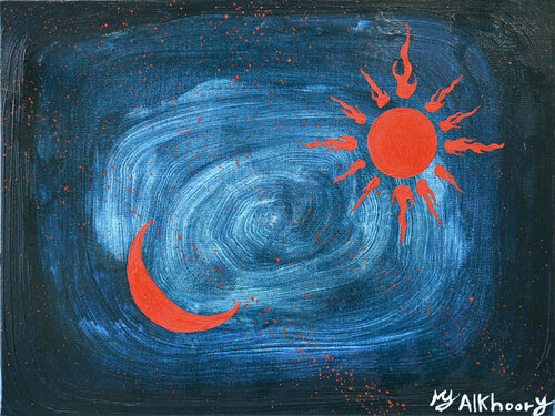 Sun and Moon 3 van Mohammad Alkhoory, Schilderij te koop op Singulart