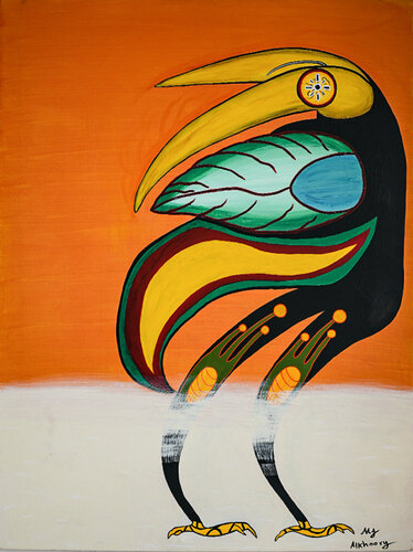 The Two Headed Tucan at the Orangeverse de Mohammad Alkhoory, Pintura a la venta en Singulart