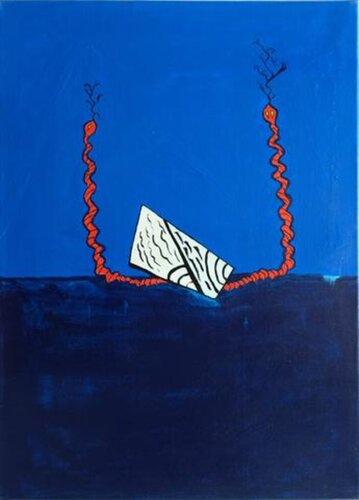 The snake with two routes, same goal and same body van Mohammad Alkhoory, Schilderij te koop op Singulart