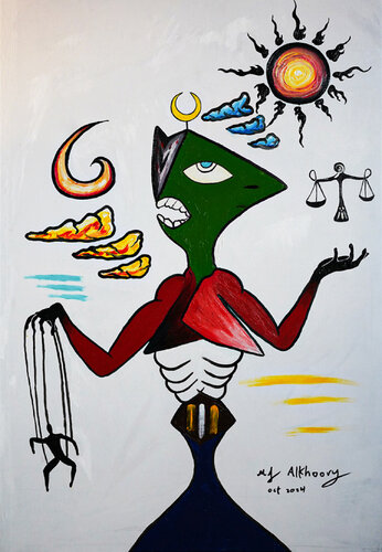 The Hidden Side of the Righteous van Mohammad Alkhoory, Schilderij te koop op Singulart