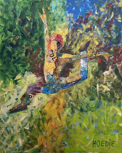 Jumping in elegance van Marcellus Hoedie, Schilderij te koop op Singulart
