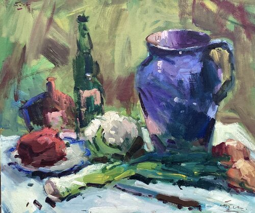 Stillleben mit blauem Krug by Guido Frick, Painting for Sale on Singulart