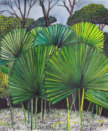 Fan leaves by Magnus Hansson, Painting for Sale on Singulart