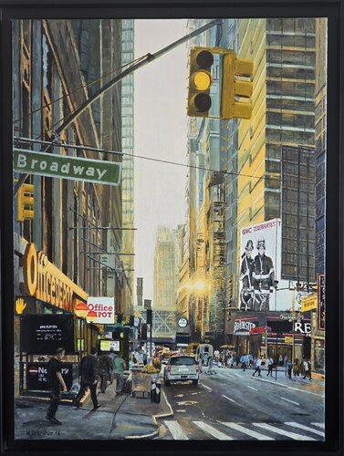 New York – Broadway - Sunset de Werner Bröcker, Pintura a la venta en Singulart