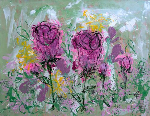 Wired in Roses de Cheryl Raber, Pintura a la venta en Singulart