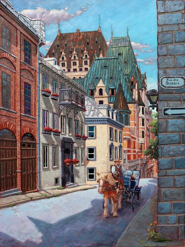 Dernière calèche à Québec van Josée Tellier, Schilderij te koop op Singulart