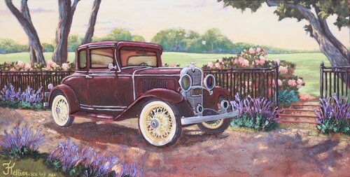 Chevy bourgogne van Josée Tellier, Schilderij te koop op Singulart