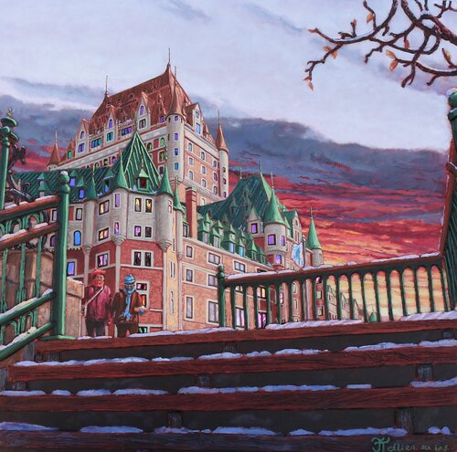 Crépuscule à Québec by Josée Tellier, Painting for Sale on Singulart