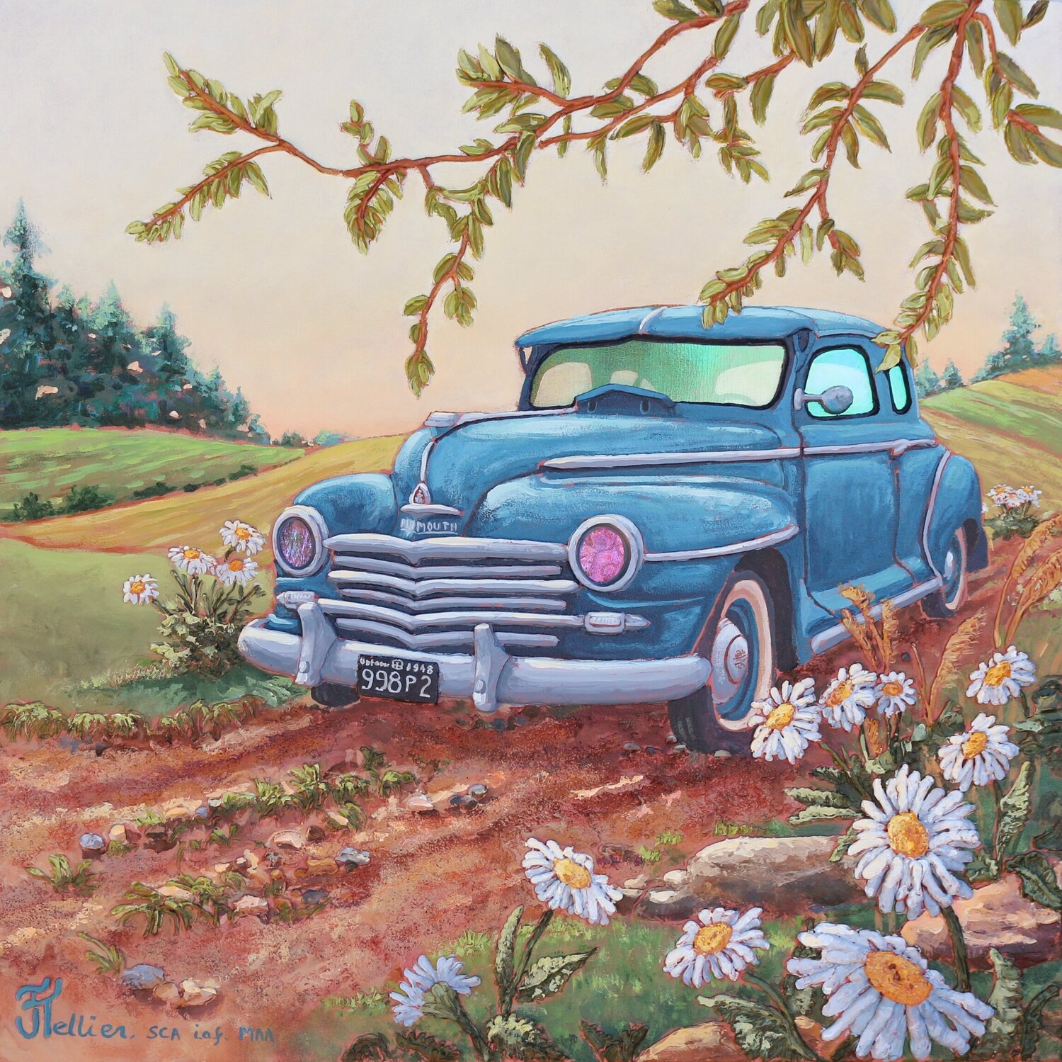 Plymouth bleue Josée Tellier Originalgemälde zu verkaufen