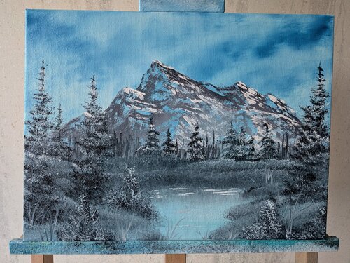 Original Ölgemälde Berglandschaft mit See | „Ewige Stille" | Handgemachtes Öl-Gemälde | Unikat und Signiert di Sevinc Korkmaz, Pittura in vendita su Singulart