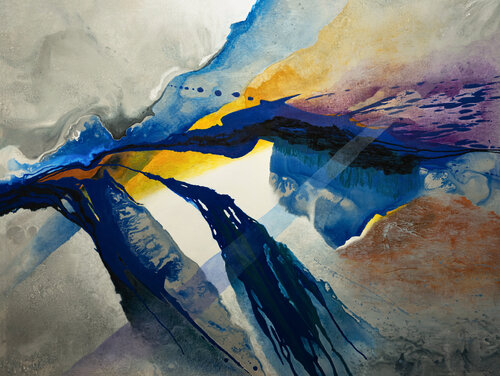 Falla azul: Ecos del abismo van Jose Pedro Izquierdo Pérez, Schilderij te koop op Singulart